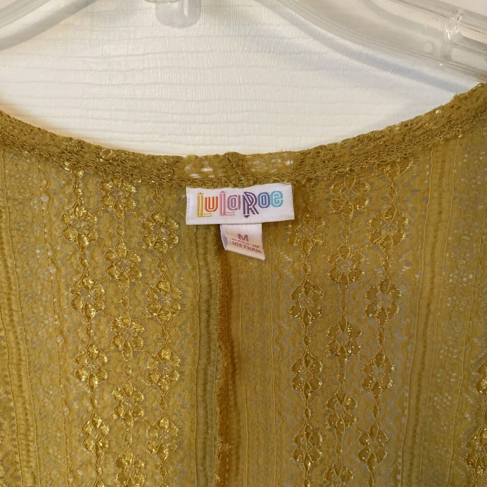 Lularoe Beach Cover Up Women’s Size Medium Yellow Ochre Open Front - Picture 2 of 10